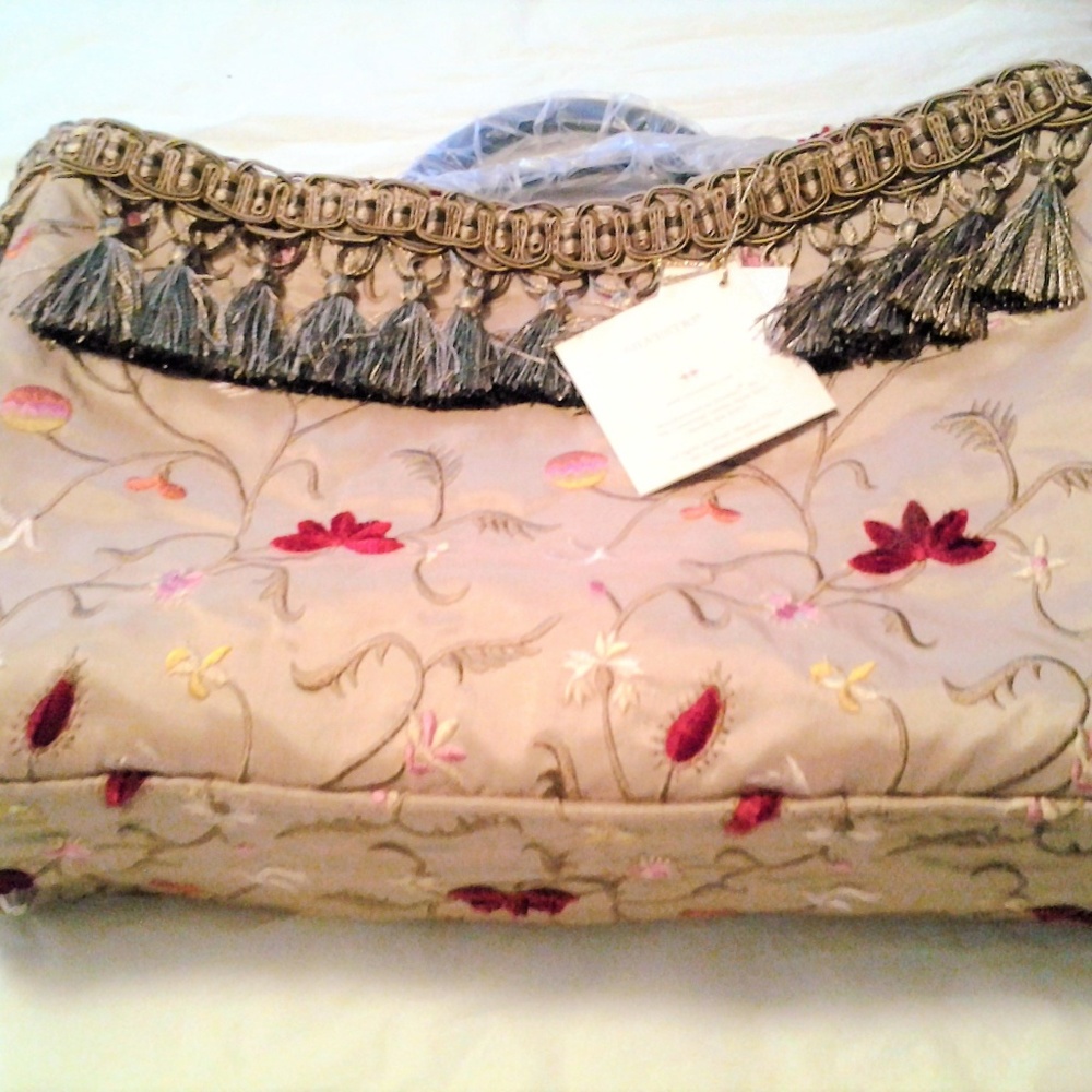Embroidered Silk Tote Bag. New!
